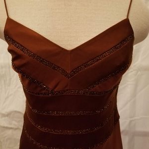 Fabulous Dark Brown / Rust cocktail gown with bead